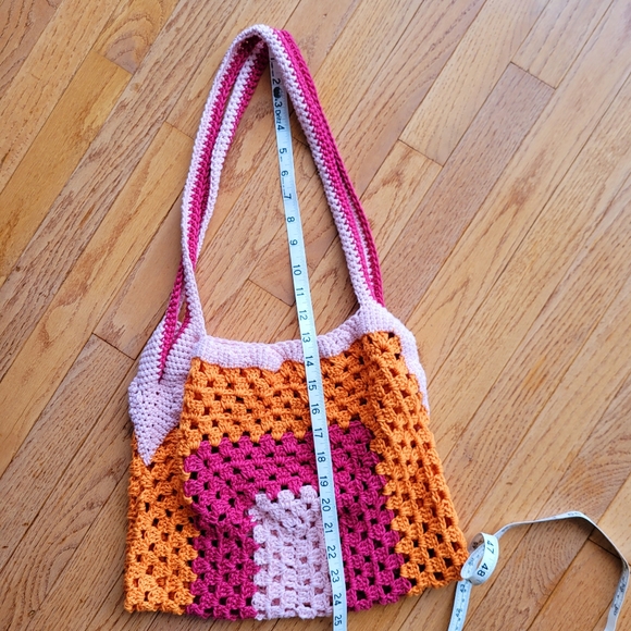 Crochet Granny Square Market Bag Handmade - Picture 7 of 8